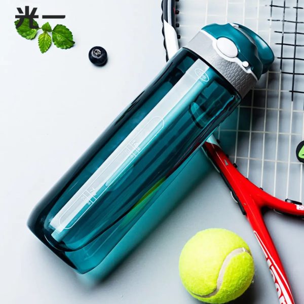 blue Virtuzen sport water bottle with a grey and teal cap - Image 4